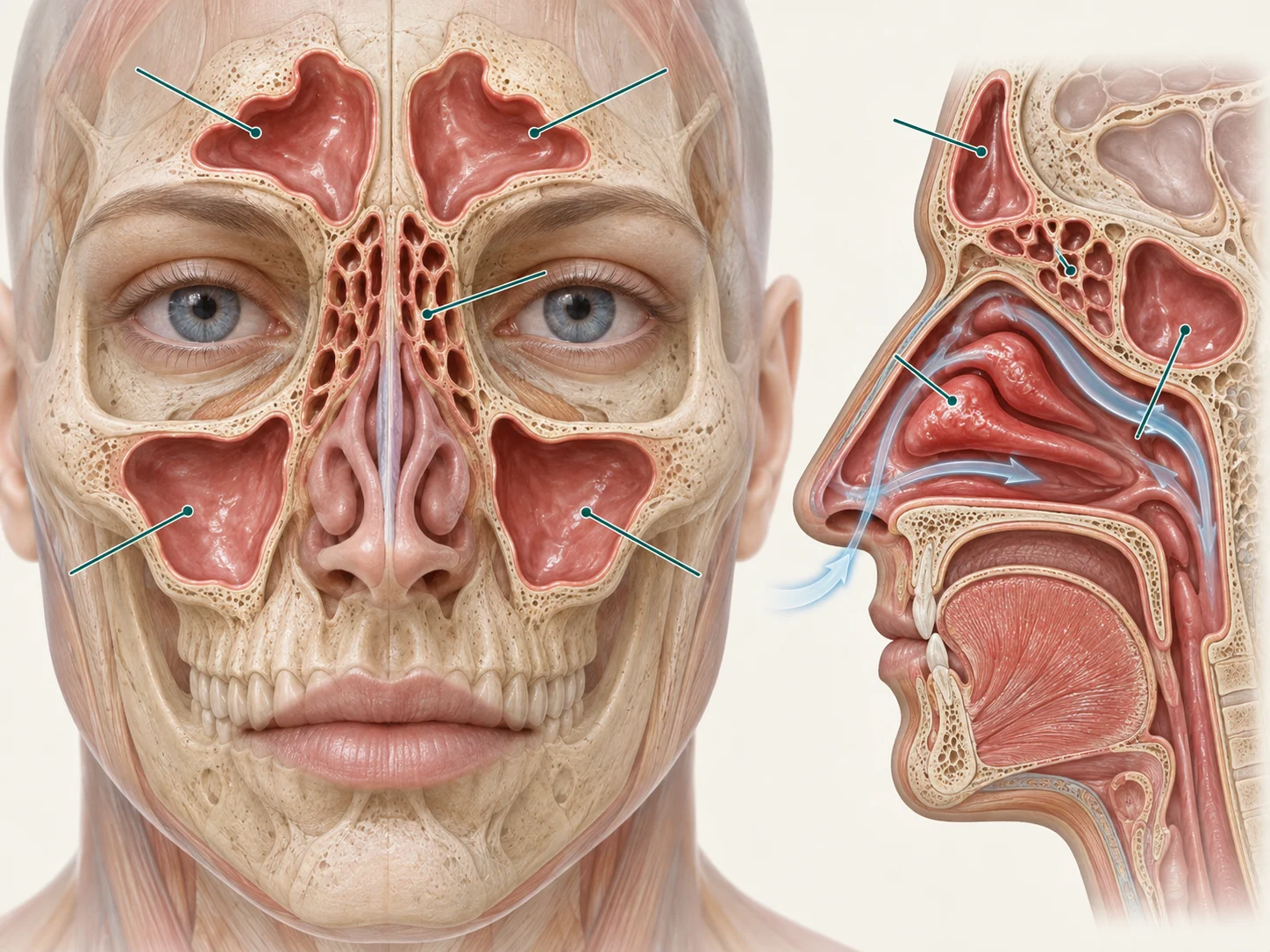 Ilustrasi anatomi hidung dan sinus
