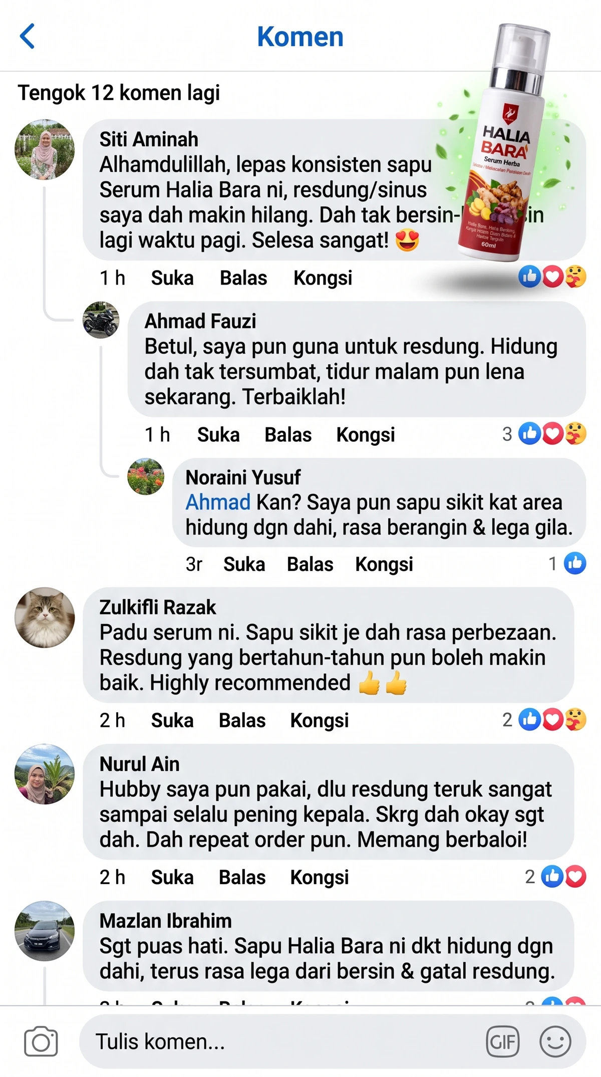 Screenshot komen Facebook pengguna Halia Bara 3